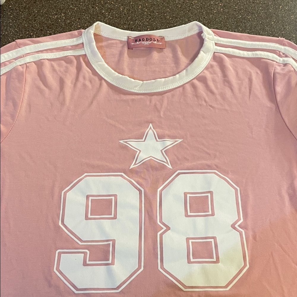Ragdoll Blush Pink Tee with White Accents